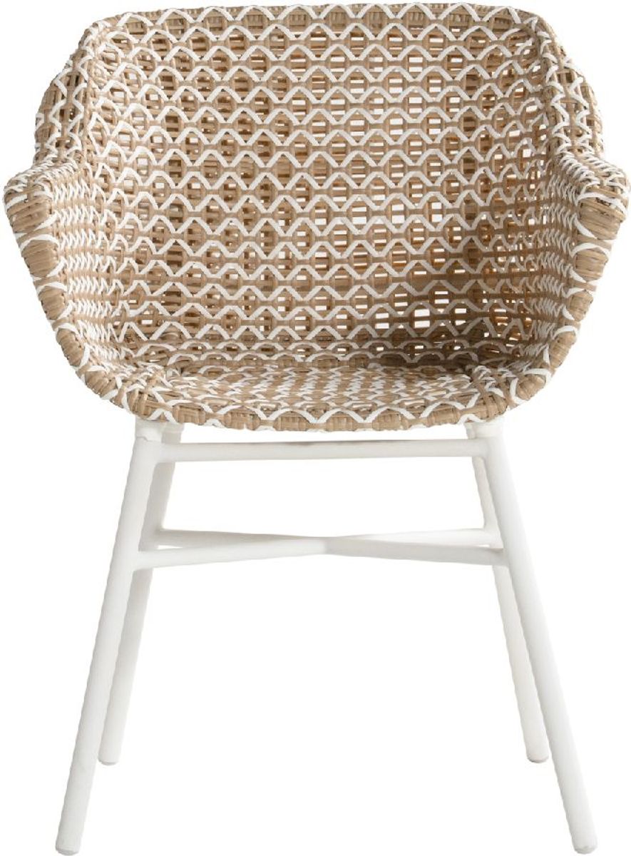 Hartman Delphine tuinstoel - wit frame - beige - voorkant