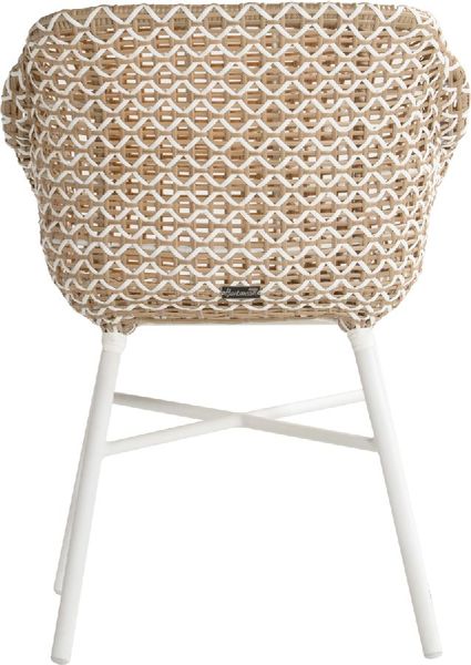 Hartman Delphine tuinstoel - wit frame - beige - achterkant