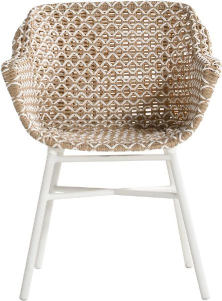 Hartman Delphine tuinstoel - wit frame - beige - voorkant