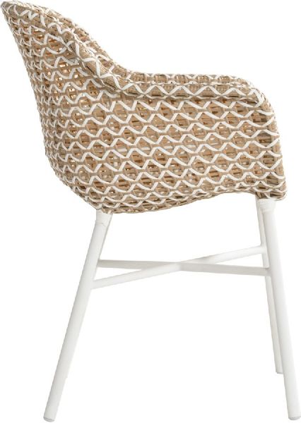 Hartman Delphine tuinstoel - wit frame - beige - zijkant