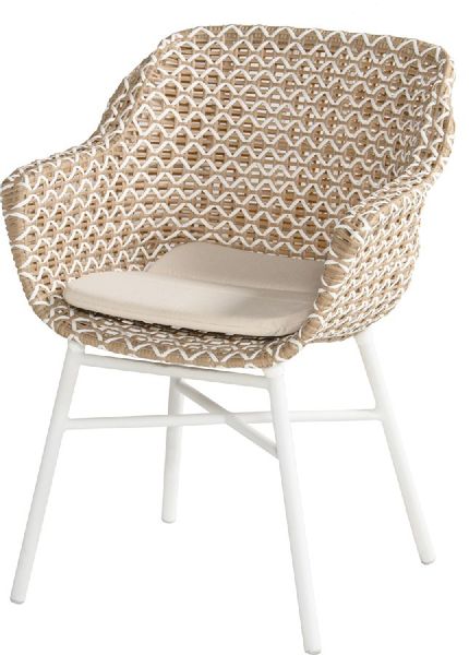 Hartman Delphine tuinstoel - wit frame - beige