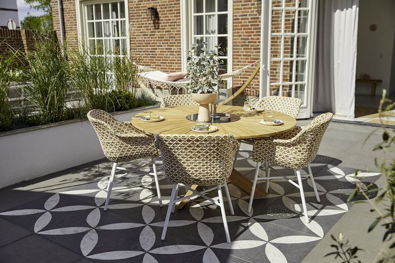 Hartman Delphine tuinstoel - wit frame - beige