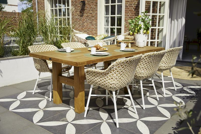 Hartman Delphine tuinstoel - wit frame - beige