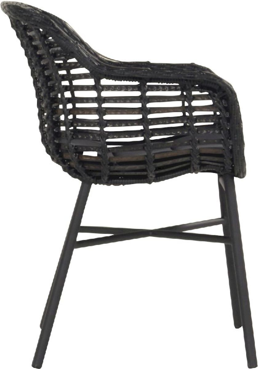 Hartman Cecilia tuinstoel - zwart frame - zwart - zijkant