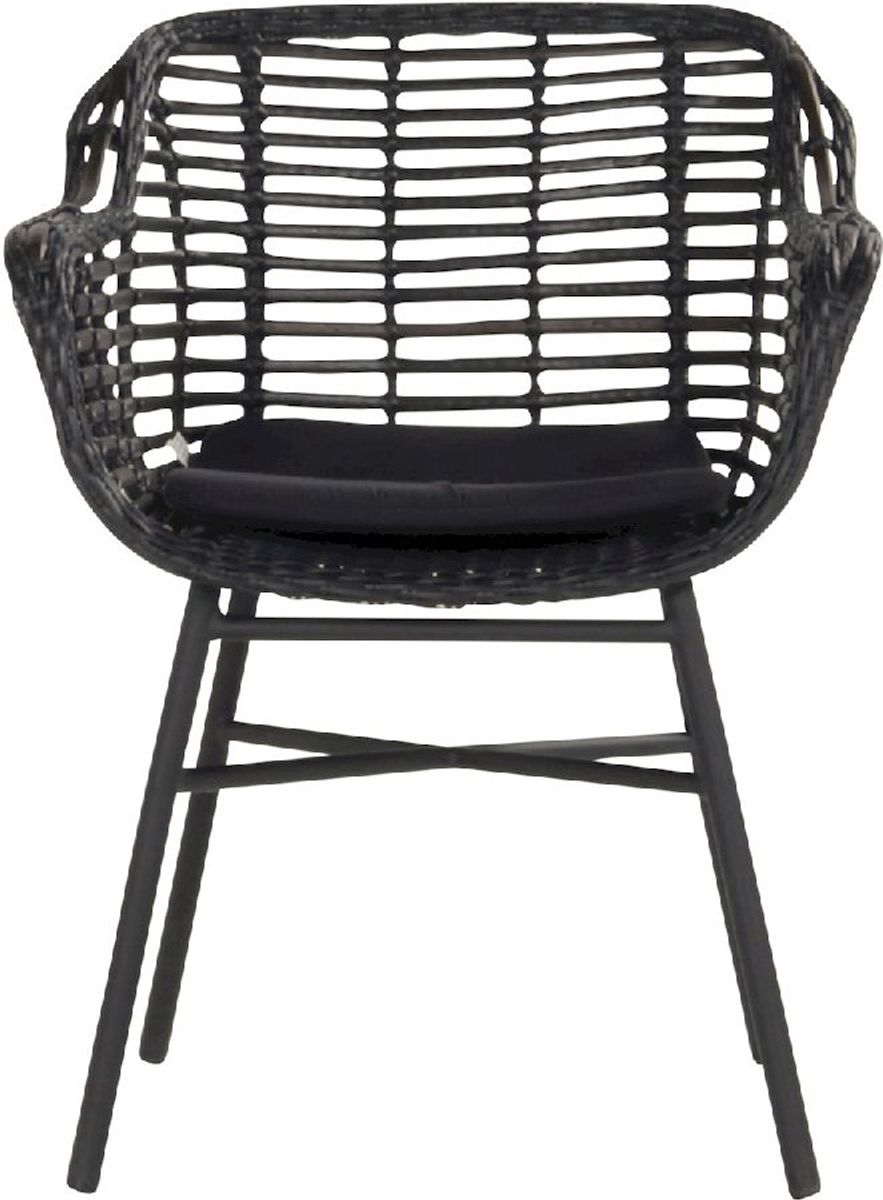 Hartman Cecilia tuinstoel - zwart frame - zwart - voorkant