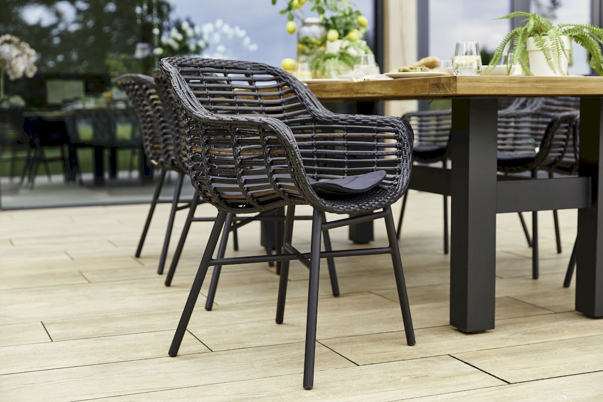 Hartman Cecilia tuinstoel - zwart frame - zwart