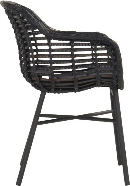 Hartman Cecilia tuinstoel - zwart frame - zwart - zijkant