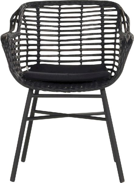 Hartman Cecilia tuinstoel - zwart frame - zwart - voorkant