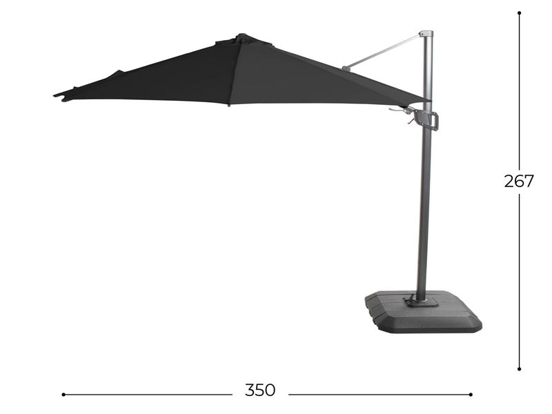 Hartman Shadowflex zweefparasol 350 cm - donkergrijs