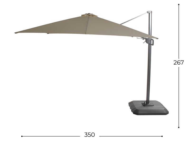 Hartman Shadowflex Deluxe Parasol - 350 x 350 cm - Olijfgroen