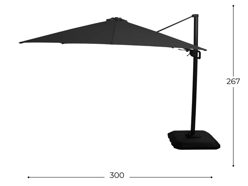 Hartman Shadowflex Deluxe Parasol - 300 x 300 cm - Donkergrijs