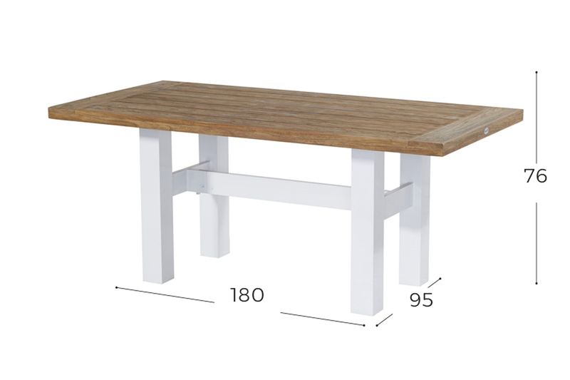 Hartman Sophie Yasmani Tuintafel - 180 x 95 cm - Wit onderstel