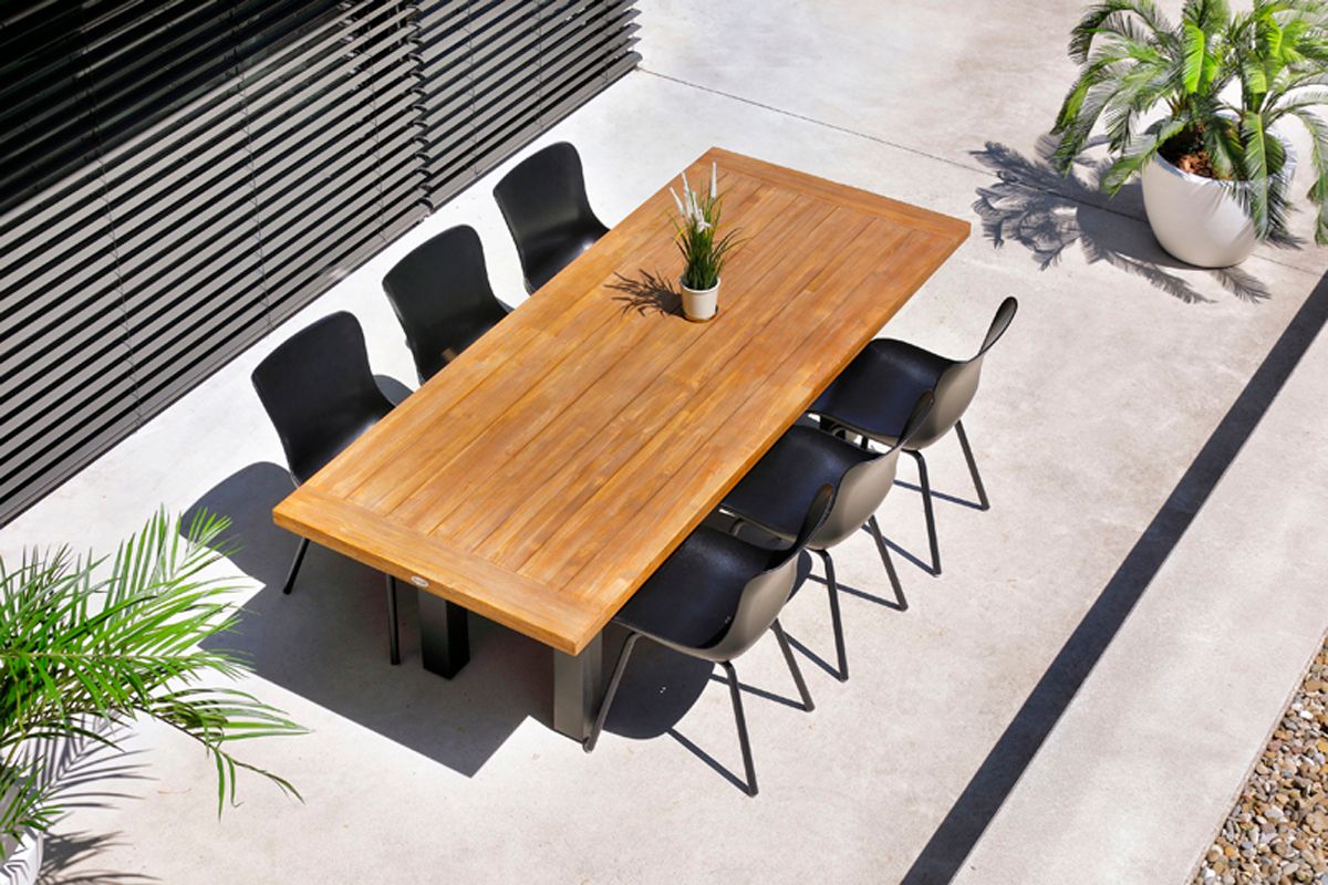 Hartman Yasmani grote Tuintafel - 300 x 100 cm - Zwart onderstel