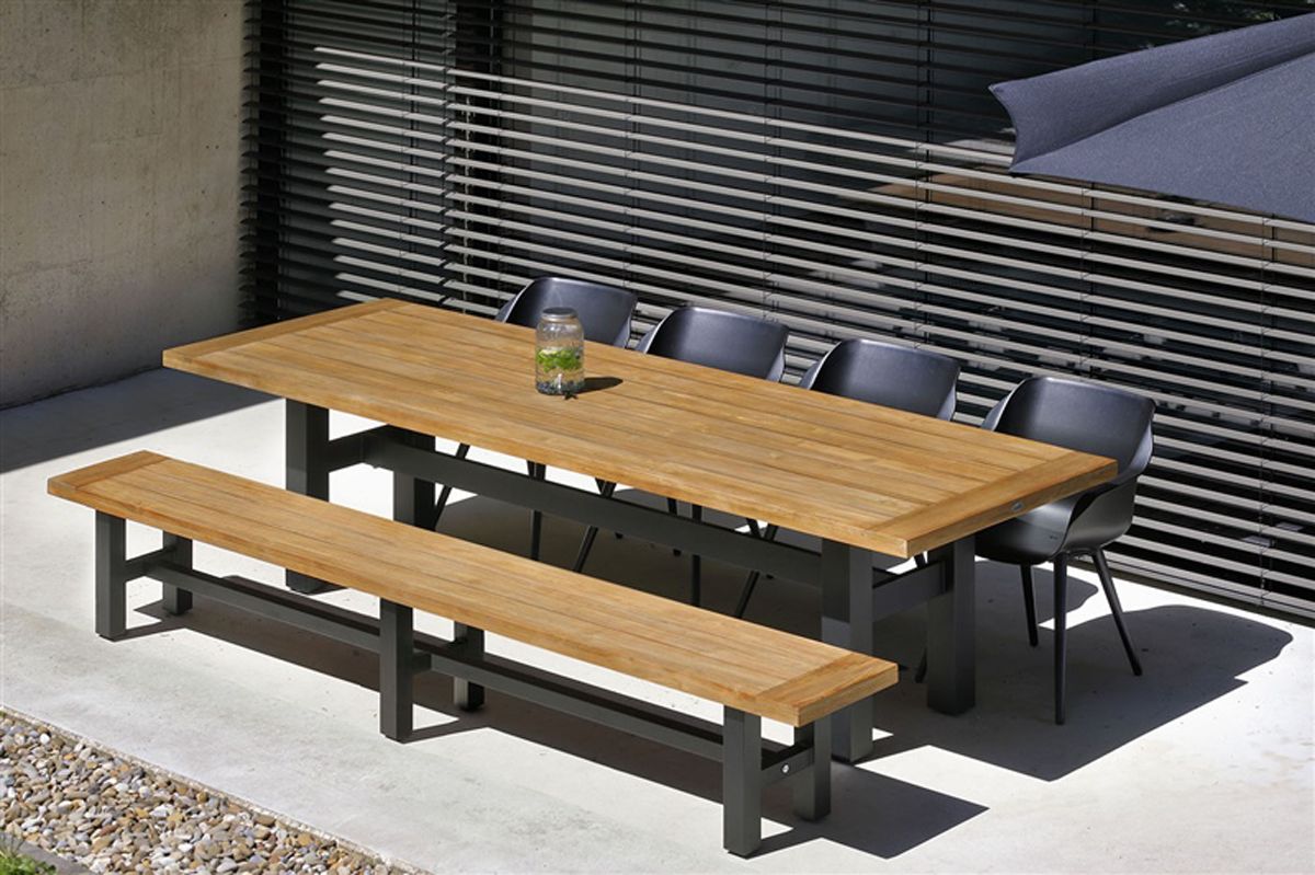 Hartman Yasmani grote Tuintafel - 300 x 100 cm - Zwart onderstel