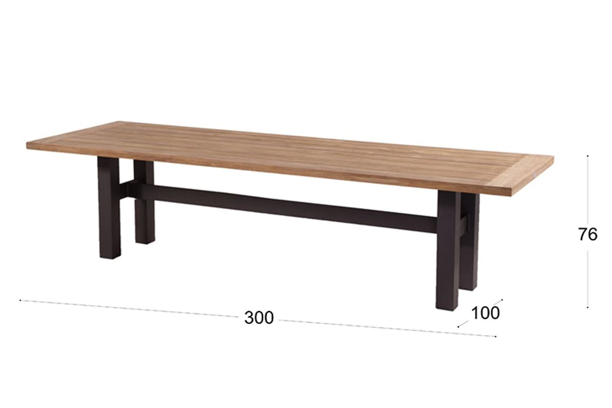 Hartman Yasmani grote Tuintafel - 300 x 100 cm - Zwart afmetingen