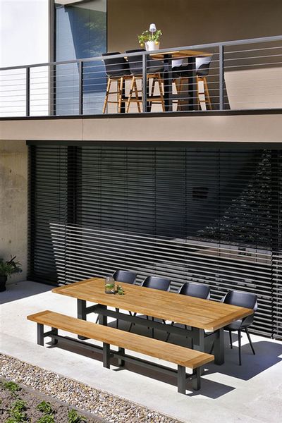 Hartman Yasmani grote Tuintafel - 300 x 100 cm - Zwart onderstel