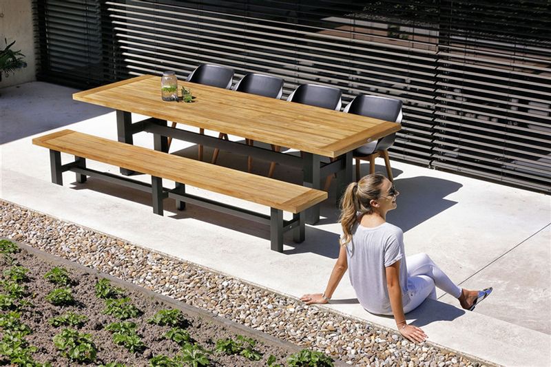 Hartman Yasmani grote Tuintafel - 300 x 100 cm - Zwart onderstel