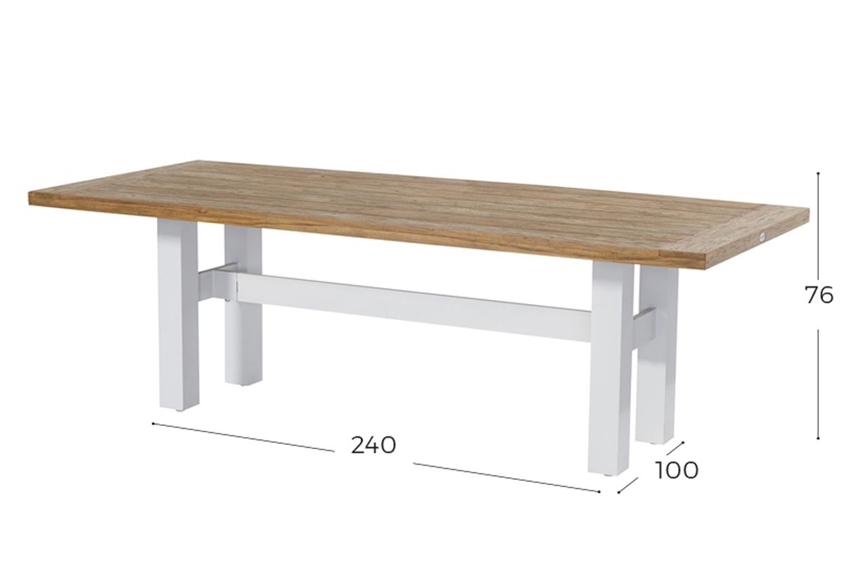Hartman Yasmani Tuintafel - 240 x 100 cm - Wit afmetingen
