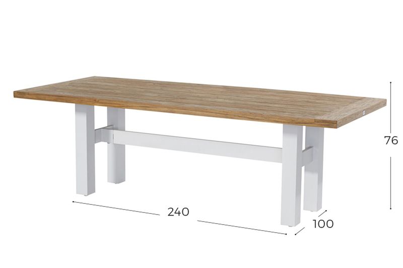 Hartman Yasmani Tuintafel - 240 x 100 cm - Wit afmetingen
