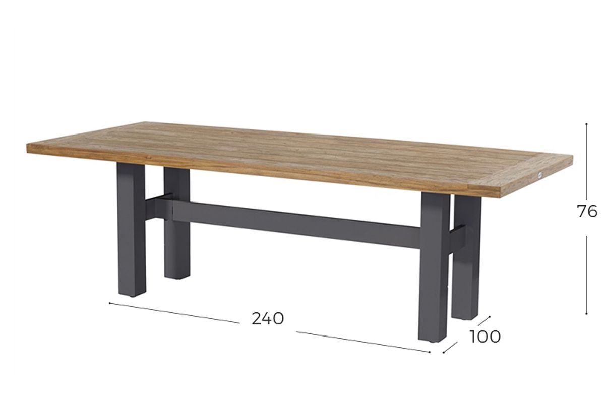 Hartman Yasmani Tuintafel - 240 x 100 cm - Grijs afmetingen