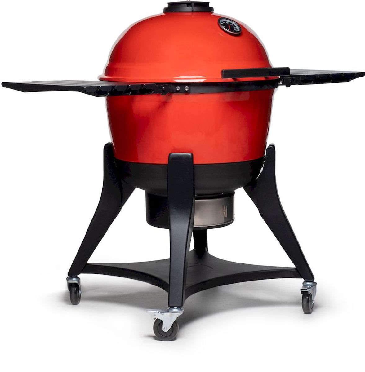 Kamado Joe - Kettle Joe Barbecue, gesloten deksel en uitgeklapte zijtafels