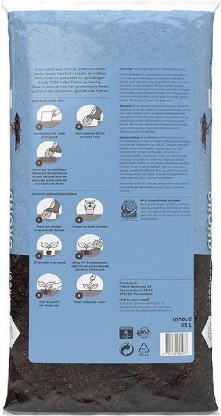 Pokon Waterproof Aanplantgrond - 45 liter, achterkant