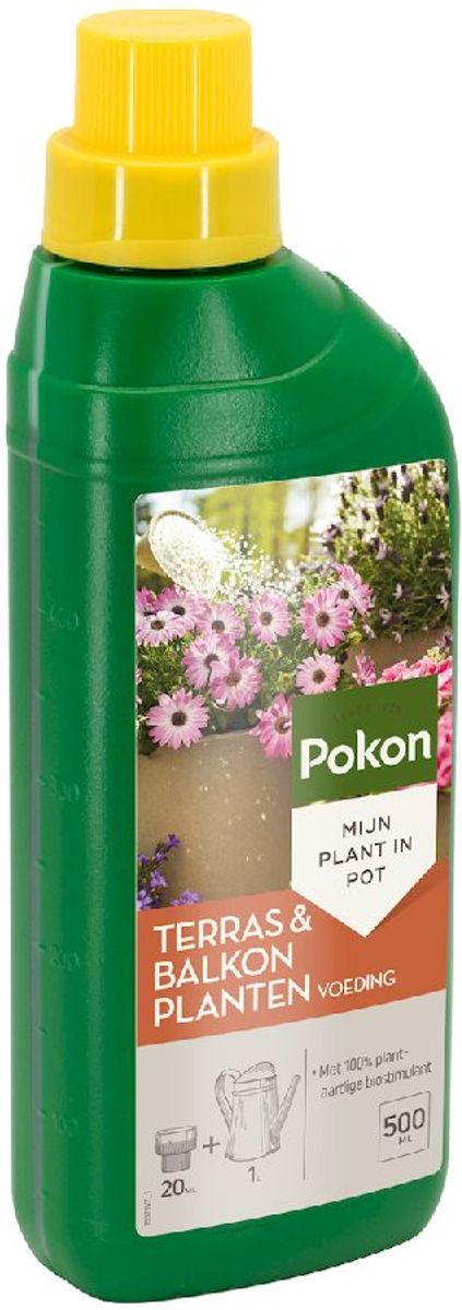 Pokon Terras & Balkon Plantenvoeding - 500 ml, zijaanzicht
