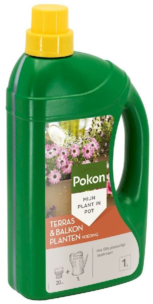 Pokon Terras & Balkon Plantenvoeding - 1000 ml, zijaanzicht