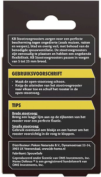 KB Home Defense Stootvoegrooster - 10 stuks - 50 mm, achterkant