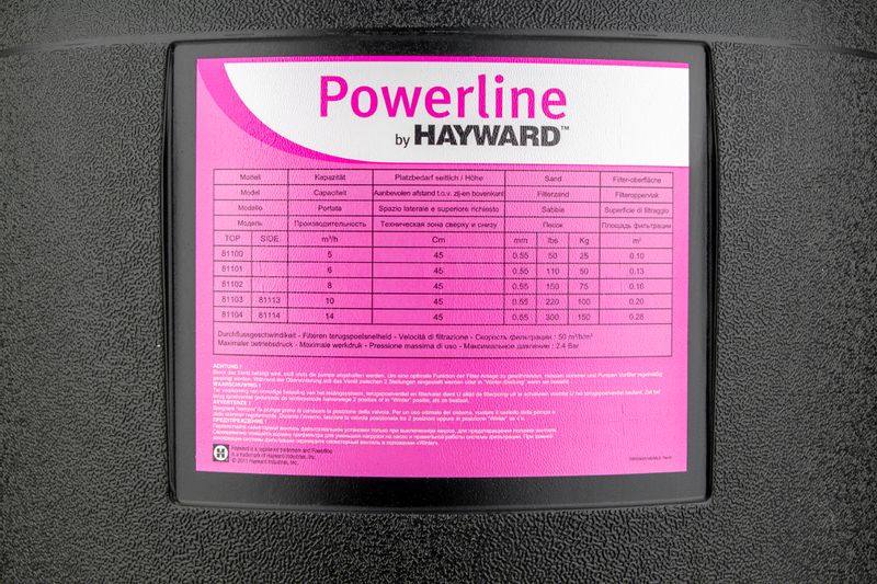 Hayward Powerline top mount zandfilter 5m³ - type plaatje
