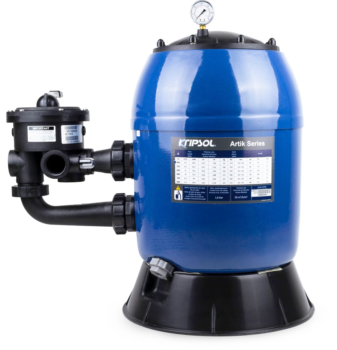 Kripsol Artik Classic side mount zandfilter 16m³