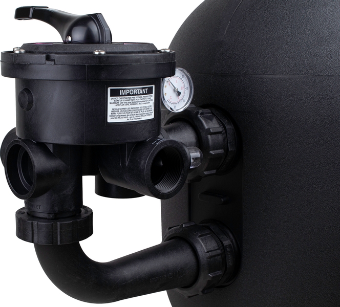 Hayward Powerline side mount zandfilter 10m³ side mount zijaanzicht
