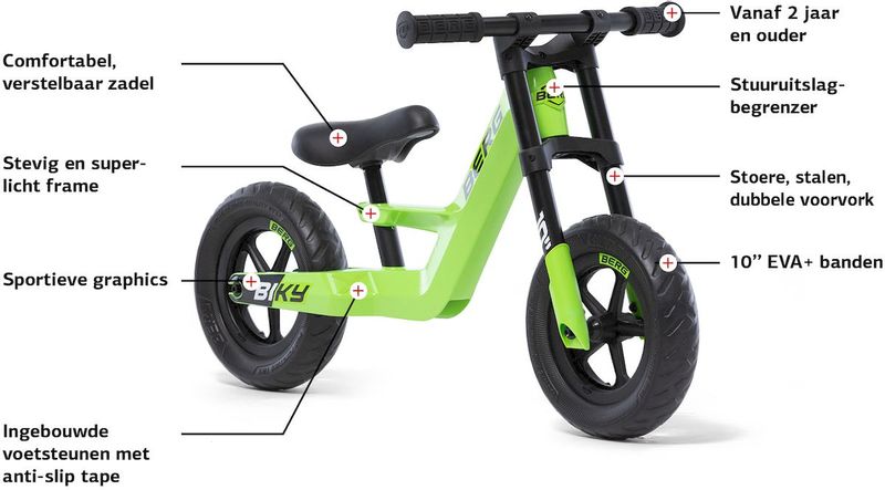 BERG Biky Mini loopfiets - Groen, eigenschappen