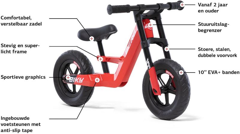 BERG Biky Mini loopfiets - Rood, eigenschappen