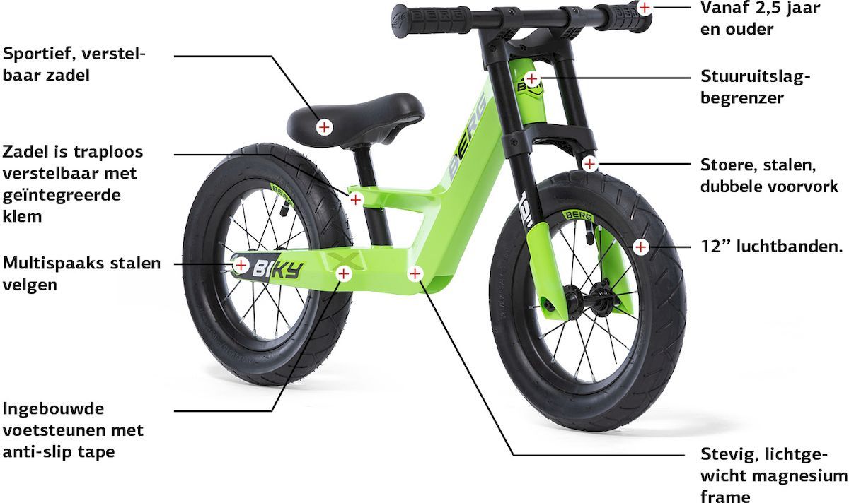 BERG Biky City loopfiets - Groen, eigenschappen