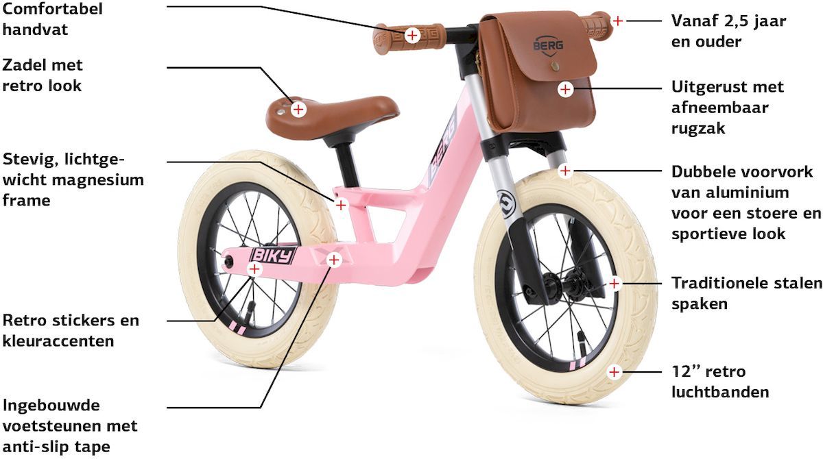 BERG Biky Retro loopfiets - Roze, eigenschappen