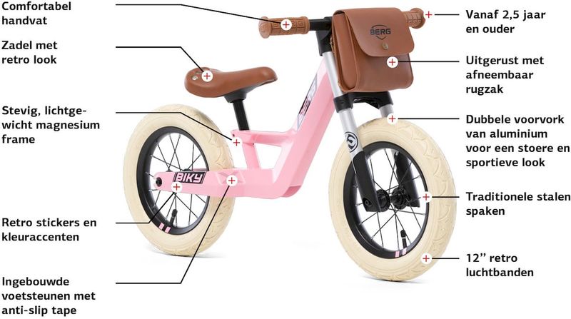 BERG Biky Retro loopfiets - Roze, eigenschappen