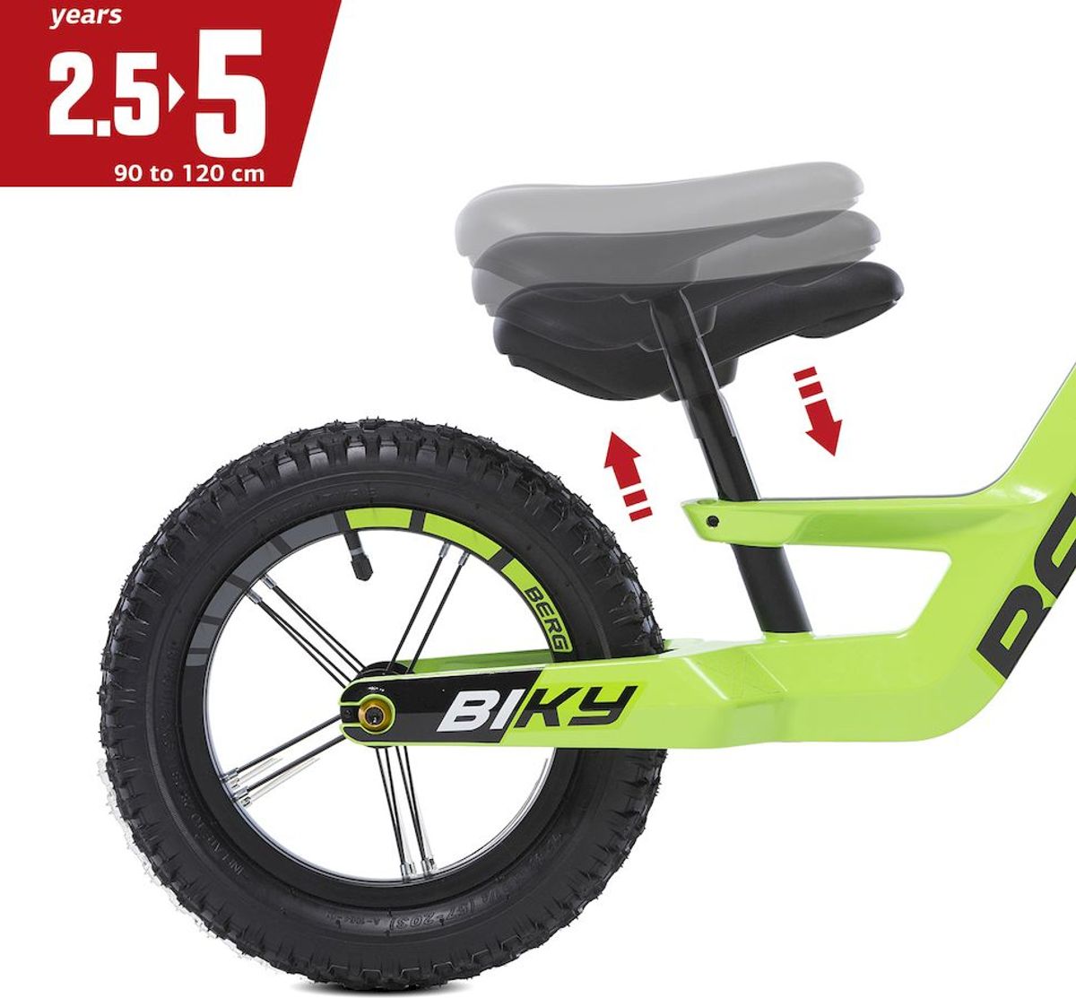 BERG Biky Cross loopfiets - Groen, zadel verstellen