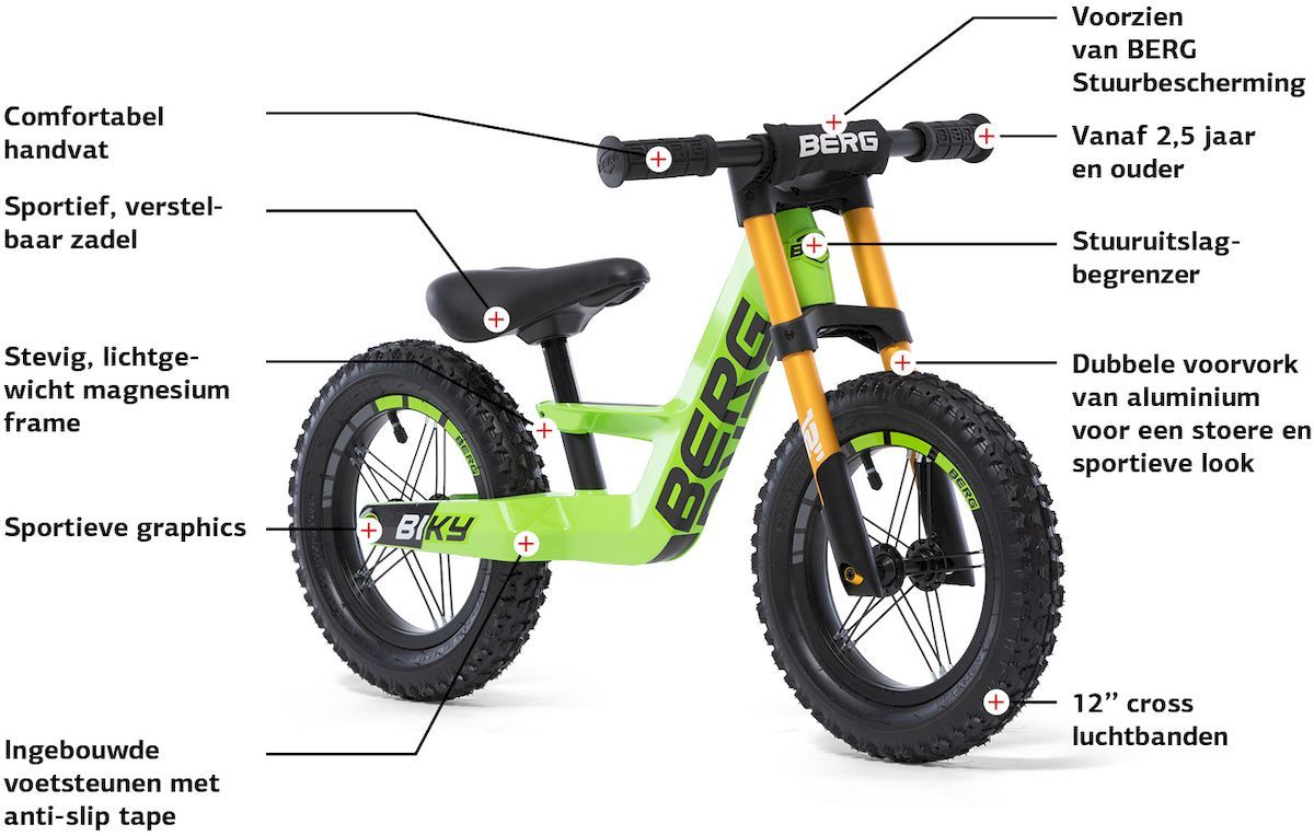BERG Biky Cross loopfiets - Groen, eigenschappen
