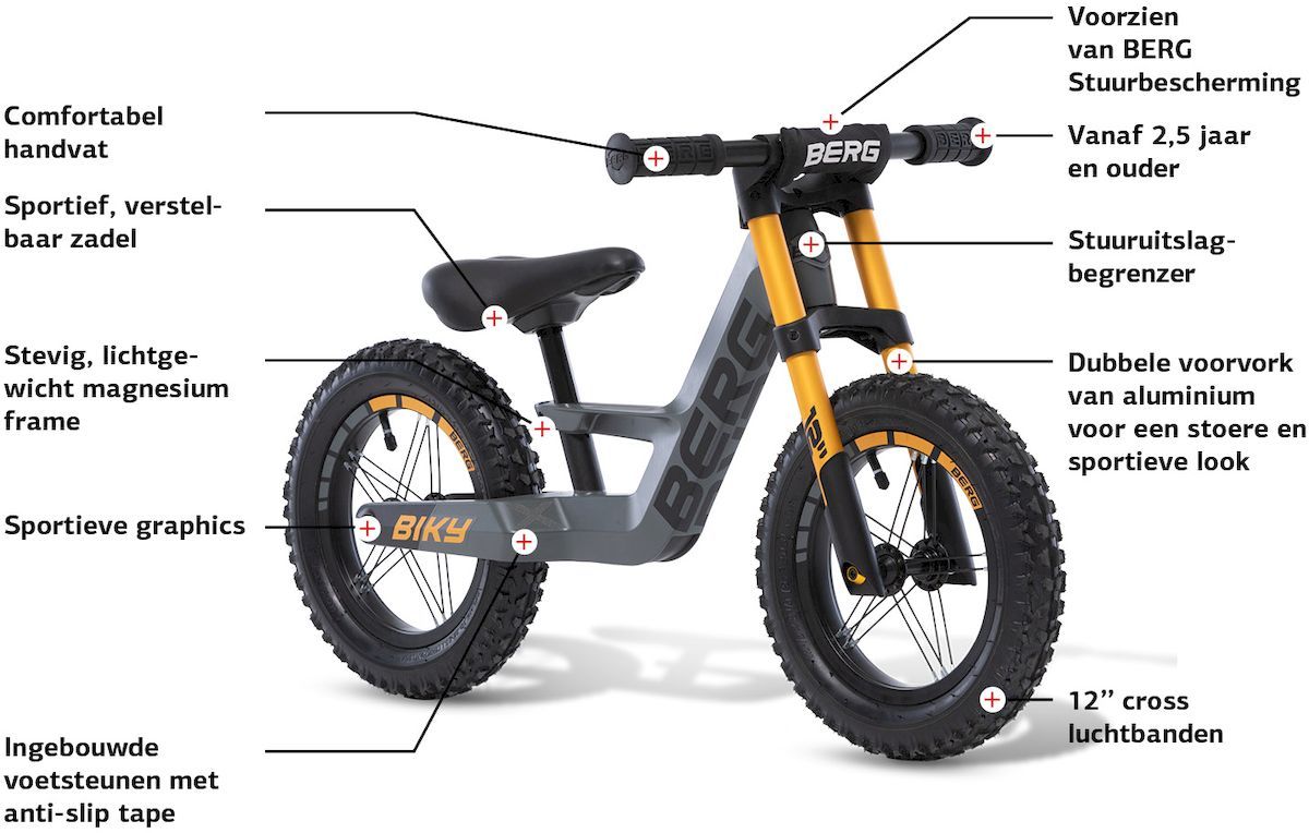 BERG Biky Cross loopfiets - Zwart, eigenschappen