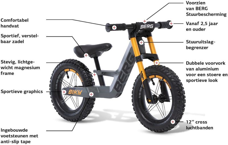 BERG Biky Cross loopfiets - Zwart, eigenschappen