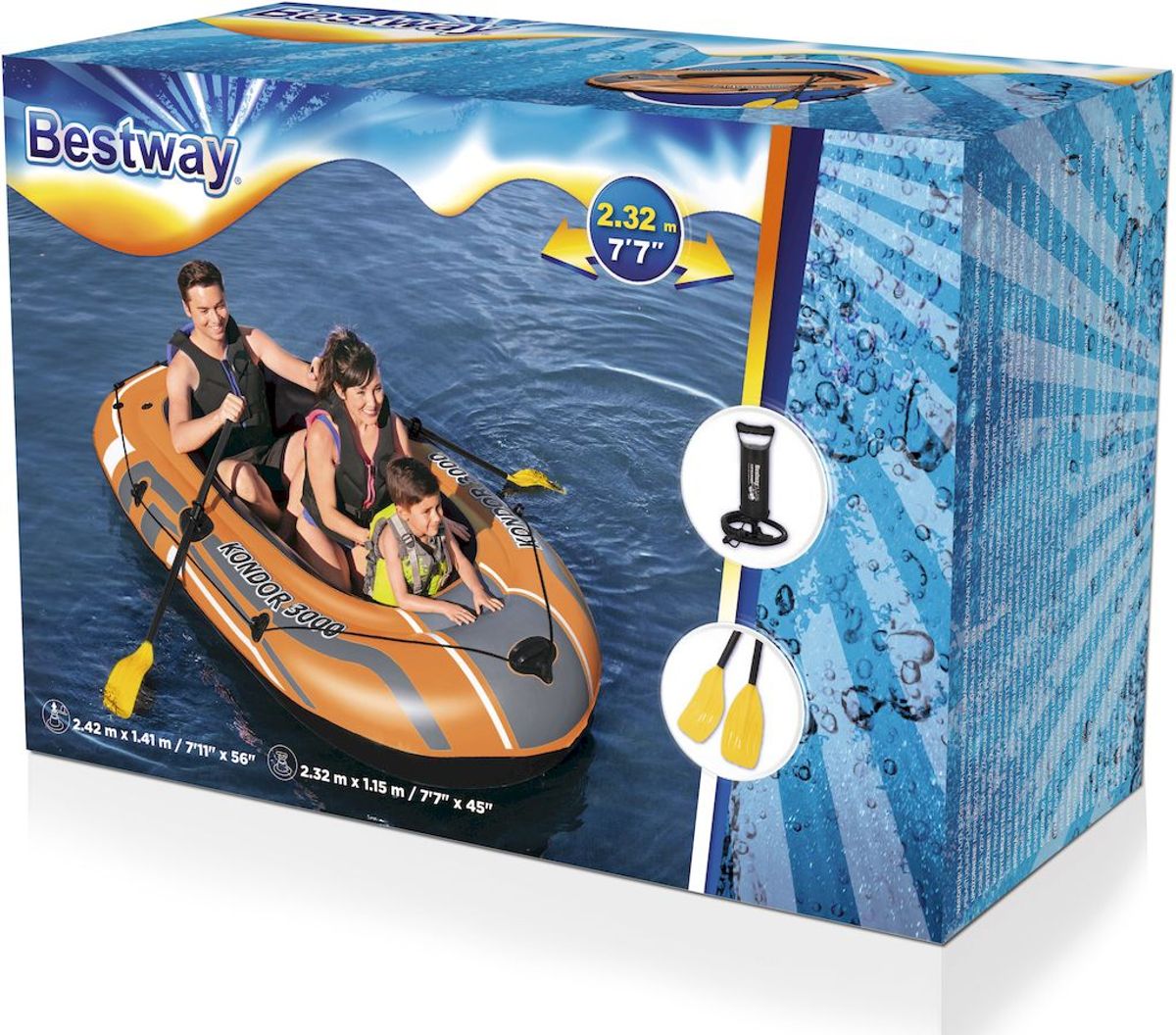 Bestway Kondor set opblaasboot - 3 personen verpakking
