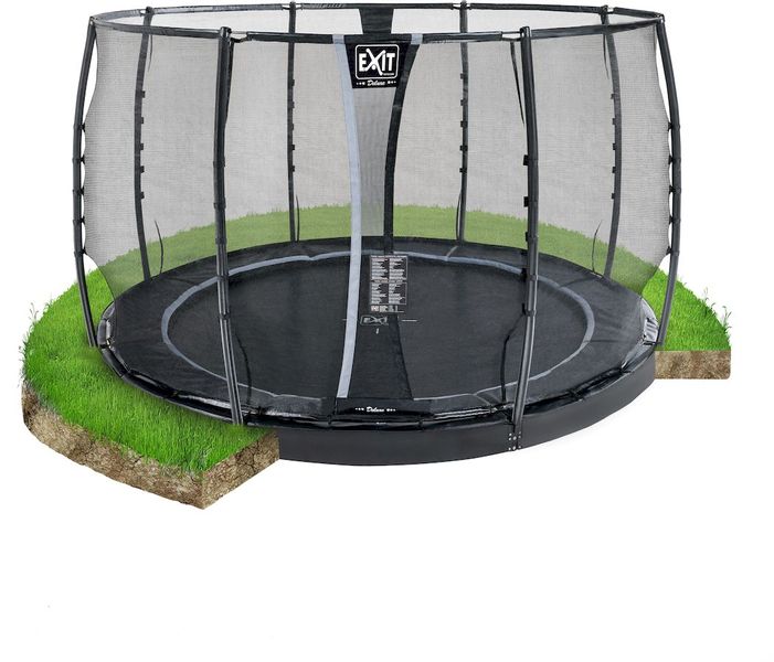 Exit Dynamic Groundlevel trampoline met net - Ø305 cm - zwart - gelijkvloerse trampoline