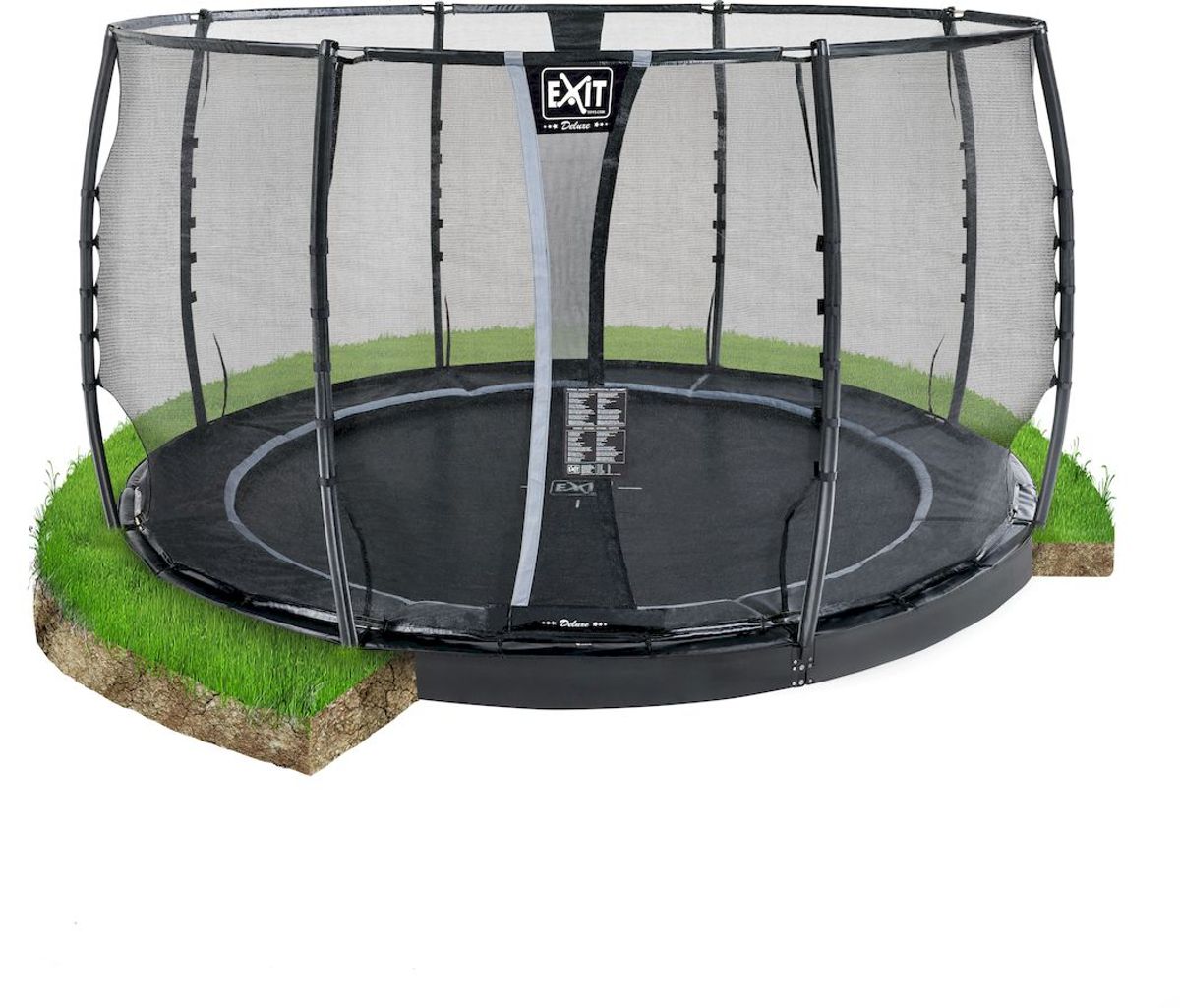 Exit Dynamic Groundlevel trampoline met net - Ø366 cm - zwart - gelijkvloerse trampoline