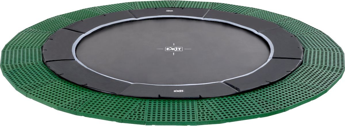 Exit Dynamic Groundlevel trampoline met veiligheidstegels - Ø366 cm - Zwart - van boven