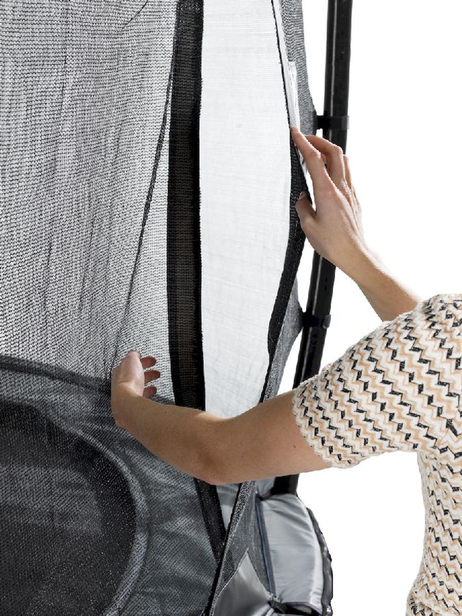 Exit Elegant Premium trampoline met net - Ø253 cm - Grijs - met veiligheidsnet met overlappende deur