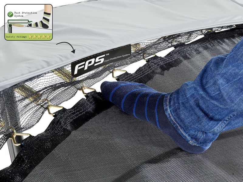 Exit Elegant Premium trampoline met net - Ø253 cm - Grijs - met beschermrand met voetbeschermingssysteem