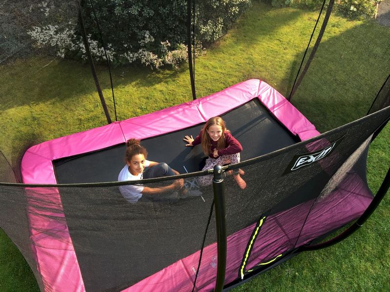 Eik Premier vangst Exit Silhouette InGround trampoline met net - 305 x 214 cm - Roze
