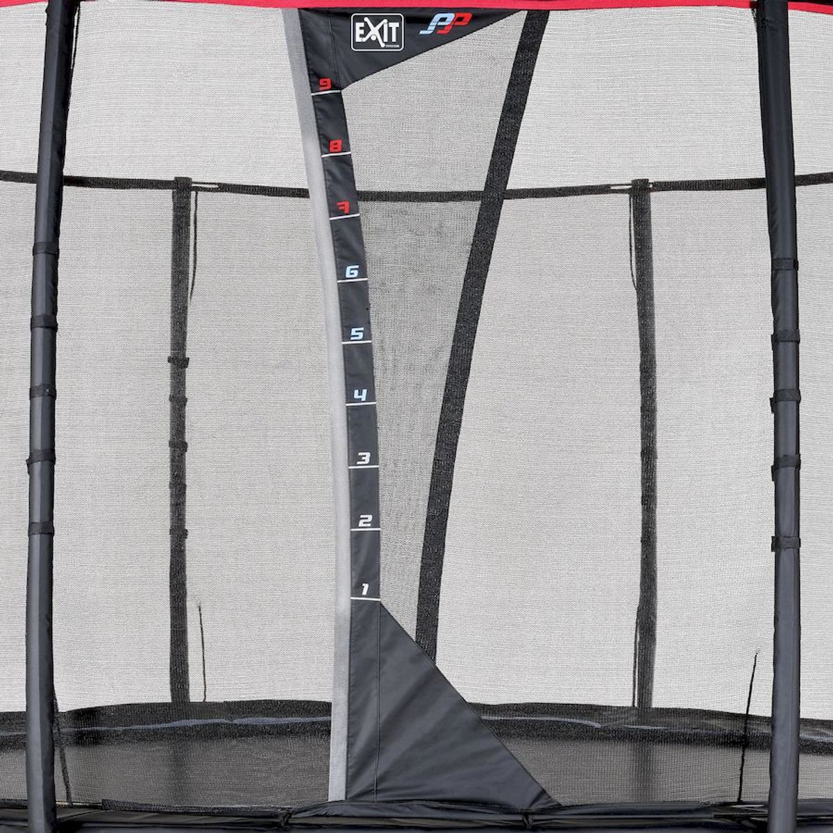 Exit PeakPro trampoline met net en ladder - Ø366 cm - Zwart - met veiligheidsnet met overlappende deur en sprongmeter