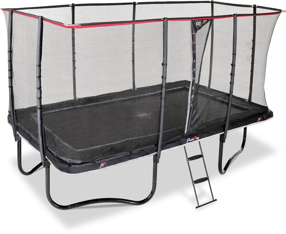 Exit PeakPro trampoline met net en ladder - 427 x 244 cm - Zwart